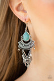 Paparazzi Vintage Vagabond Blue Silver Earrings Fashion Fix Exclusive - February 2020 - The Jewelry Box Collection 