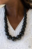 Paparazzi Effortlessly Everglades black Wood Necklace - The Jewelry Box Collection 
