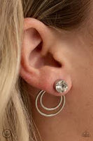 Paparazzi Word Gets Around - White - Rhinestones - Double Sided Post Earrings