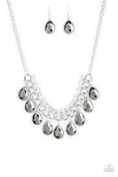 Paparazzi All Toget-HEIR Now - Silver Necklace and matching earrings - The Jewelry Box Collection 