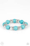 Paparazzi Ruling Class Radiance - Blue - Turquoise Stone - Silver Beads Bracelet - Fashion Fix Exclusive February 2019