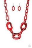 Paparazzi All In-VINCIBLE - Red necklace & Earrings - The Jewelry Box Collection 