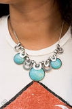 Paparazzi Elemental Goddess - Blue Turquoise Stone - Silver Accents Necklace with matching earrings