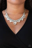 Paparazzi Knockout Queen White Pearl - Silver Necklace and matching pearl earrings