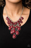 Paparazzi Shop Til You TEARDROP - Red / White Teardrops - Necklace - 2019 Convention Exclusive