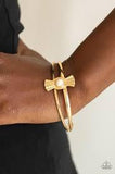 Paparazzi Adobe Sunset - White Stone - Gold Cuff Bracelet - The Jewelry Box Collection 
