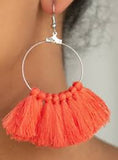 Paparazzi Peruvian Princess - Orange Thread, Tassel, Fringe Earrings - The Jewelry Box Collection 