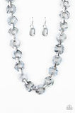 Paparazzi Fashionista Fever - Silver - Hexagon Acrylic Frames - Necklace and matching Earrings