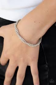 Paparazzi Braided Twilight White  bracelet Rhinestones - The Jewelry Box Collection 