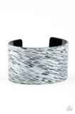 Paparazzi Vogue Revamp - Silver - Metallic Geometric Print - Thick Acrylic Cuff Bracelet