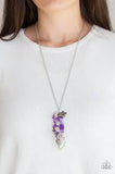 Paparazzi Beach Buzz - Purple Beads - Heart Pendant, Butterfly, Rhinestones - Necklace & Earrings - The Jewelry Box Collection 
