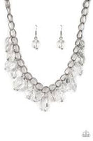 Paparazzi Gorgeously Globetrotter- White - Acrylic Necklace and matching Earrings