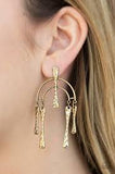 Paparazzi ARTIFACTS Of Life - Brass Earring - The Jewelry Box Collection 