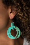 Paparazzi Retro Riviera - Blue Turquoise - Faux Marble Acrylic Earrings - The Jewelry Box Collection 