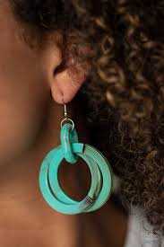 Paparazzi Retro Riviera - Blue Turquoise - Faux Marble Acrylic Earrings - The Jewelry Box Collection 