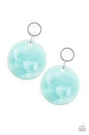 Paparazzi Beach Bliss Blue Shell Like Acrylic Silver Post Earrings - The Jewelry Box Collection 