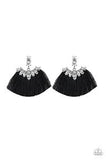Paparazzi Formal Flair - Black - Thread / Fringe - Rhinestones - Post Earrings - The Jewelry Box Collection 