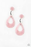 Paparazzi Beach Oasis - Pink - Faux Marble Acrylic Teardrop - Post Earrings - The Jewelry Box Collection 