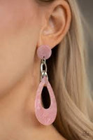 Paparazzi Beach Oasis - Pink - Faux Marble Acrylic Teardrop - Post Earrings - The Jewelry Box Collection 
