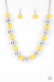 Paparazzi Top Pop - Yellow - Necklace and matching Earrings