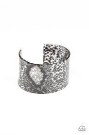 Paparazzi Vogue Revamp - Black - Python Print - Thick Acrylic Cuff Bracelet