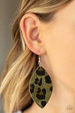 Paparazzi GRR-irl Power! - Green - Cheetah Print - Almond Shaped - Earrings - The Jewelry Box Collection 