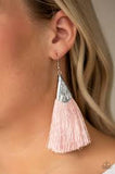 Paparazzi In Full PLUME - Pink - Thread / Fringe / Tassel Earrings - The Jewelry Box Collection 
