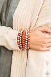 Paparazzi Pop-YOU-lar Culture - Orange Beads - Shiny Silver - Set of 5 Bracelets - Fashion Fix Exclusive November 2019