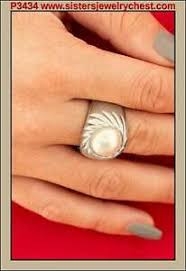 Paparazzi Wall Street Whimsical White Pearly Bead - Silver Spiral Ring - Fashion Fix Exclusive September 2019