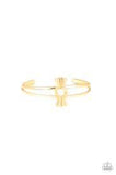 Paparazzi Adobe Sunset - White Stone - Gold Cuff Bracelet - The Jewelry Box Collection 