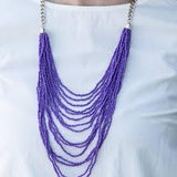 Paparazzi Bora Bombora - Purple Seed Bead Necklace! and matching Earrings - The Jewelry Box Collection 