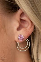 Paparazzi Word Gets Around - Pink - Rhinestones - Double Sided Post Earrings