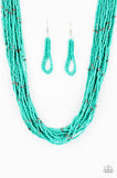 Paparazzi Summer Samba - Blue Turquoise - Seed Beads - Necklace and matching Earrings - The Jewelry Box Collection 