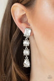Paparazzi Make A-LIST - White Clip one Earring - The Jewelry Box Collection 