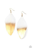 Paparazzi Fleek Feathers White Earring - The Jewelry Box Collection 