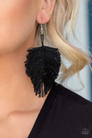 Paparazzi hanging by a thread black tassel earrings - The Jewelry Box Collection 