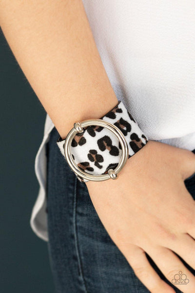 Paparazzi asking fur trouble white bracelet - The Jewelry Box Collection 
