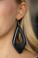Paparazzi A SHORE Bet - Black - Bold Wooden - Earrings - The Jewelry Box Collection 