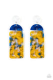 Paparazzi HAUTE On Their Heels - Yellow - Faux Marble Acrylic - Post Earrings - The Jewelry Box Collection 