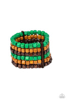 Paparazzi Tropical Tundra - Green Wood Bracelet - The Jewelry Box Collection 