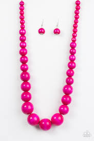 Paparazzi Effortlessly Everglades - pink wood necklace - The Jewelry Box Collection 