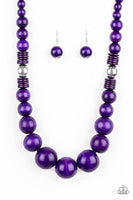 Paparazzi Panama Panorama - Purple Wood Necklace - The Jewelry Box Collection 
