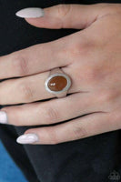 Paparazzi Mystically Malibu - Brown Bead - Silver Ring - The Jewelry Box Collection 