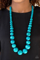 Paparazzi Effortlessly Everglades Blue Wood Necklace - The Jewelry Box Collection 
